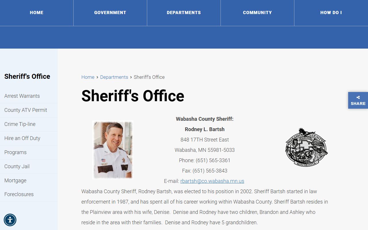 Wabasha County sex offenders Sheriff's Office