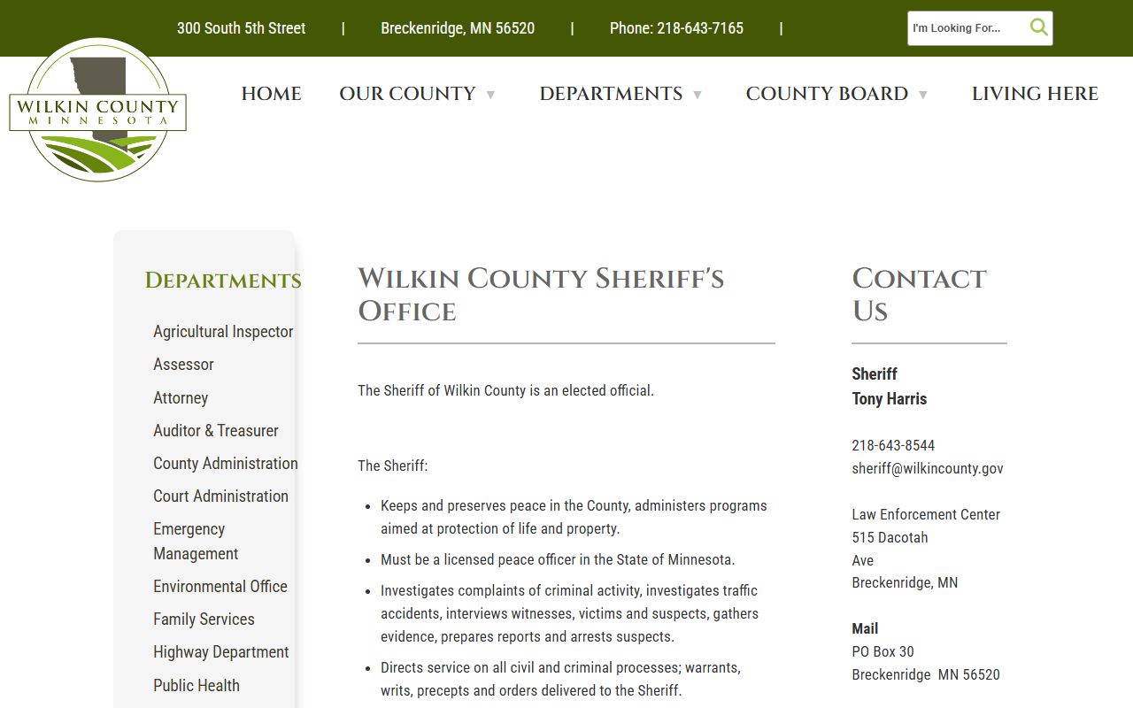 Wilkin County sex offenders Sheriff's Office